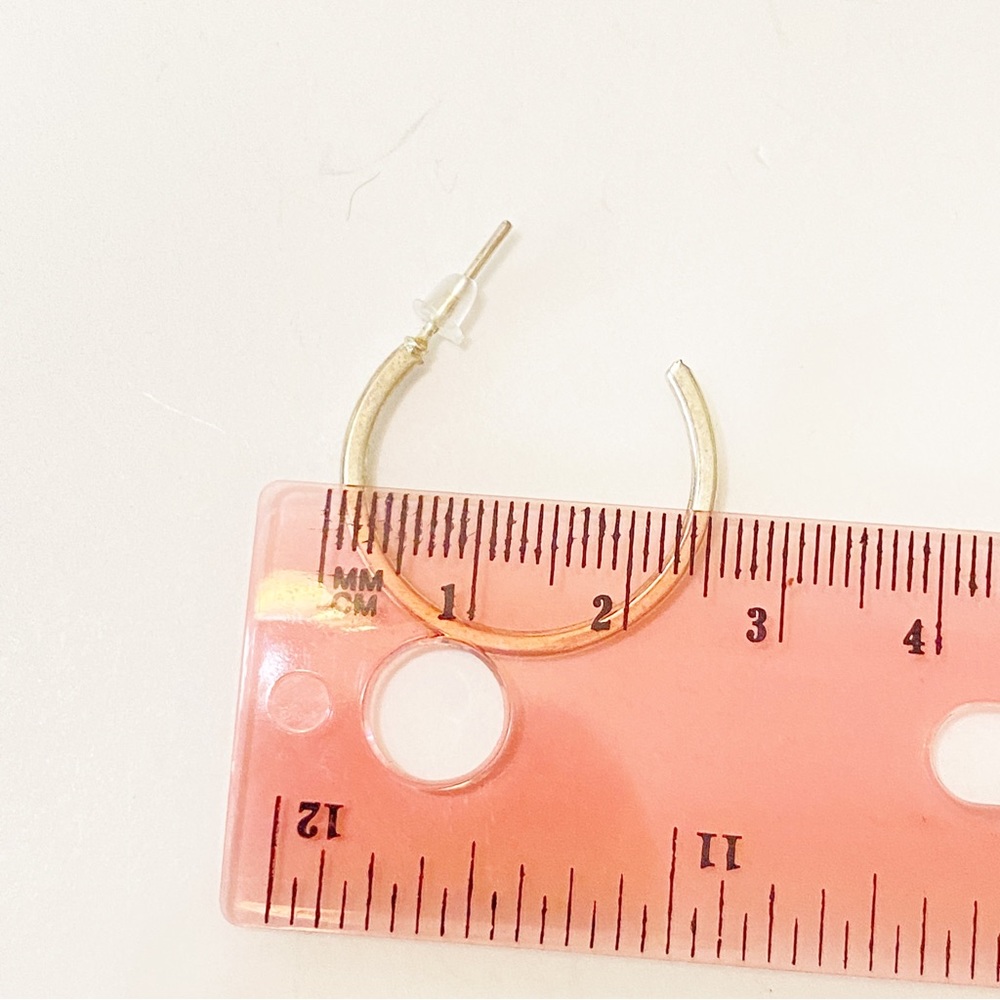Vintage Earrings Half Loop Stud Silver Tone Stud - Picture 5 of 6